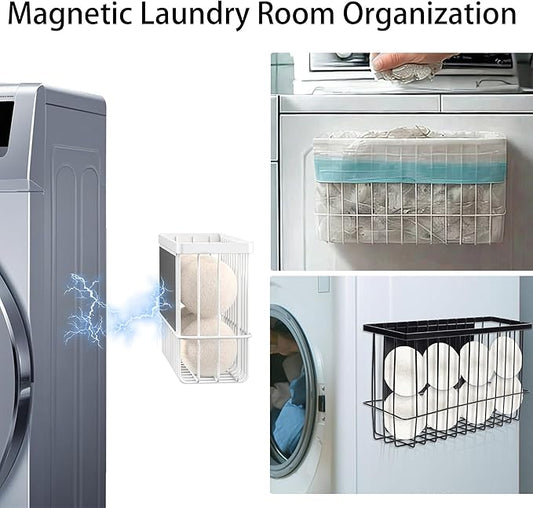 Magnetic Basket Fridge Lint Bin Dryer Ball Holder Laundry Room Organization Home Storage for Class Office School-Ruum Studio Home