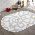 STARUIA Road Traffic Kids Rug Children Playing with Cars Playmat 4x6 Ft, Washable Play Carpet for Kids Playroom, Non-Slip Have Fun Safe Baby Nursery Rug for Toddler Boy's Bedroom Game Room Grey-Ruum Studio Home