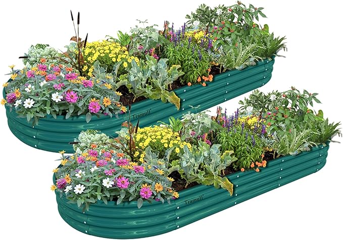 2 Pack 8x3x1FT Galvanized Raised Garden Bed Large Metal Planter Box Kit Elevated Raised Garden Planters for Outdoor Plants, Green-Ruum Studio Home