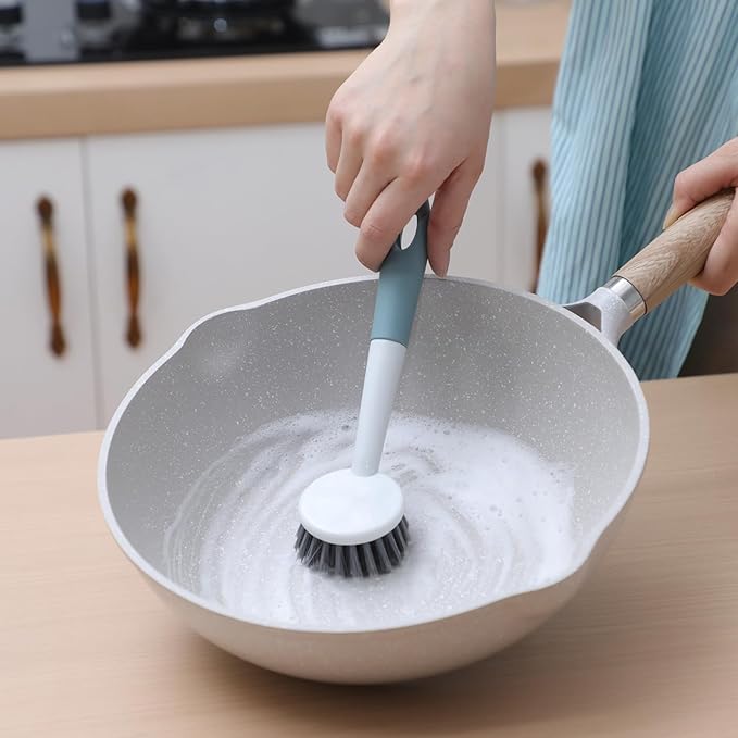 Patelai 24 Pack Kitchen Scrub Dish Brush with Long Handle Dish Scrubber with Stiff Bristles Scrub Brushes for Kitchen Dishes Washing Tools, Pots, Pans and Sink Cleaning (Celadon)-Ruum Studio Home