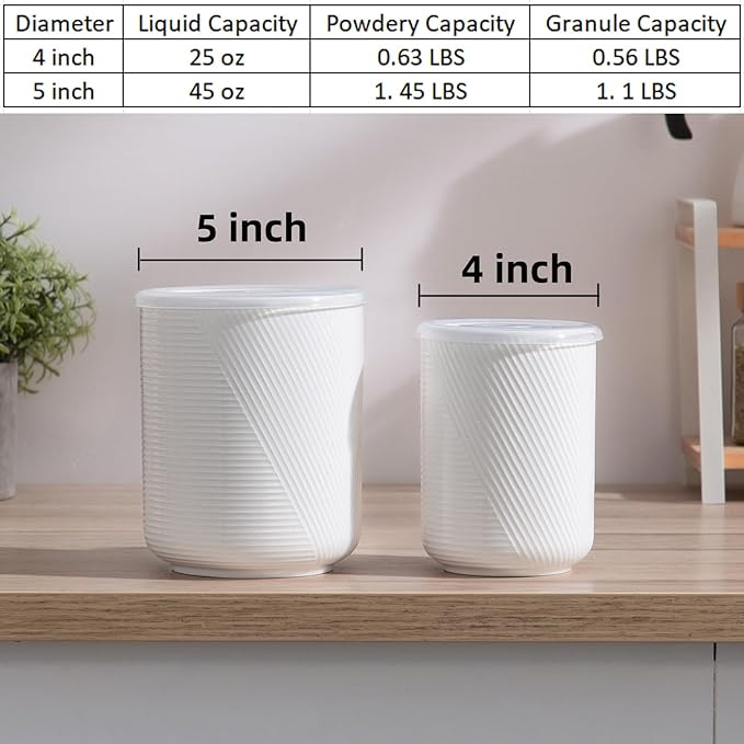 Food Storage Containers with Airtight Lids: Ceramic Canister Sets for Kitchen Countertop - Porcelain Jar for Coffee Tea Flour Sugar Rice Cookies Candy - White (23+42 oz)-Ruum Studio Home