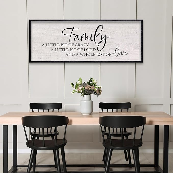 LuZhiQiang Family A Little Bit of Crazy Sign Wall Decor 40"x15" Large Family Signs Wood Framed Hanging Wall Art (Black)-Ruum Studio Home
