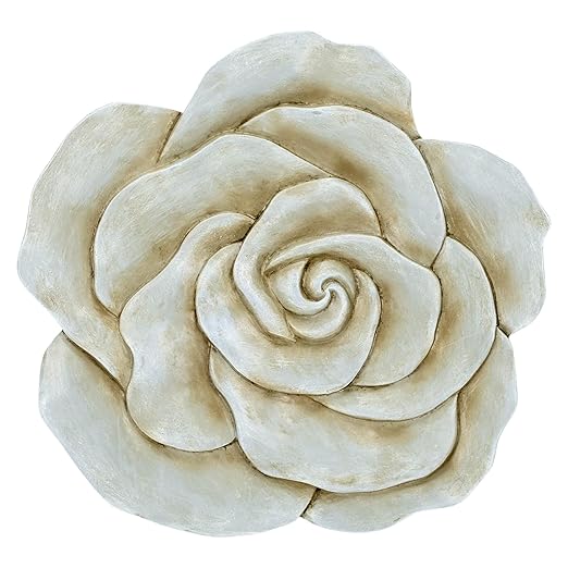 NAT & Jules Rose Flower Shaped Dimensional Indoor Outdoor 12 inch Cast Resin Decorative Garden Stepping Stone, Patio, Walkway Sculpture Yard Art, Stone Grey-Ruum Studio Home