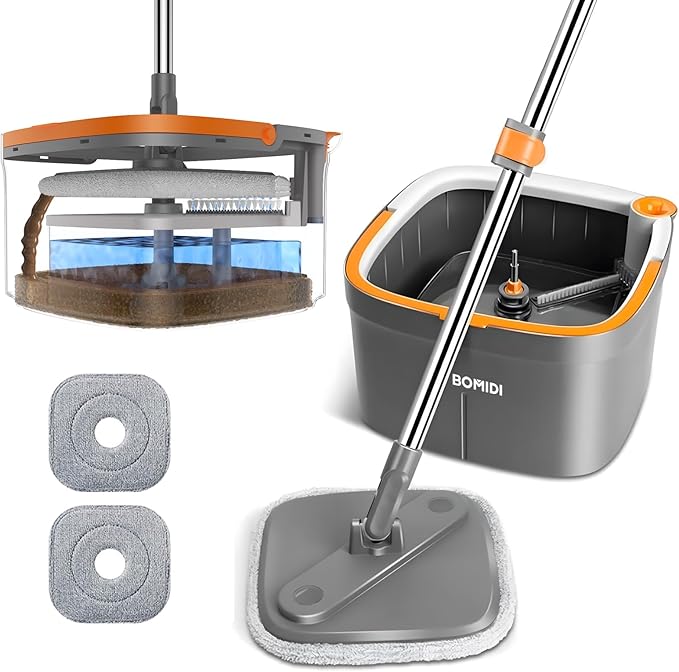 Mop and Bucket Set, Spin Mop with Separate Dirty Water System, Deep-Cleaning Mops for Floors, Versatile Mops for Walls-Ruum Studio Home