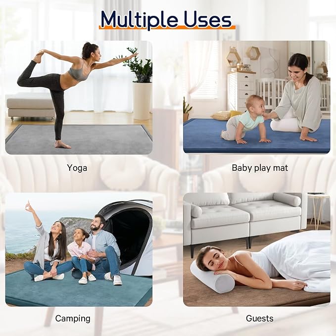 Baby Play Mat for Floor Tummy Time Mat Nursery Rug Muscle Mat Area Rug Playroom Rug Tatami Mat 6'7"x4'11" Memory Foam 1.3" Thick Crawling Mat For Babies,Toddlers, Infants, Kids,Floor Mat(Beige)-Ruum Studio Home