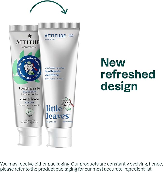 ATTITUDE Toothpaste with Fluoride, Prevents Tooth Decay and Cavities, Vegan, Cruelty-Free and Sugar-Free, Blueberry, 4.2 Oz-Ruum Studio Home