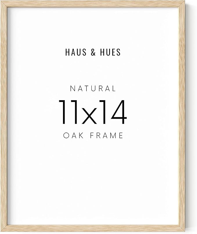 HAUS AND HUES Beige Oak Wood 11x14 Picture Frame - Modern Wood Wall Art Display - Lightweight 11x14 Frame for Art Prints, Photos, Posters - Ready-to-Hang Vertically & Horizontally-Ruum Studio Home