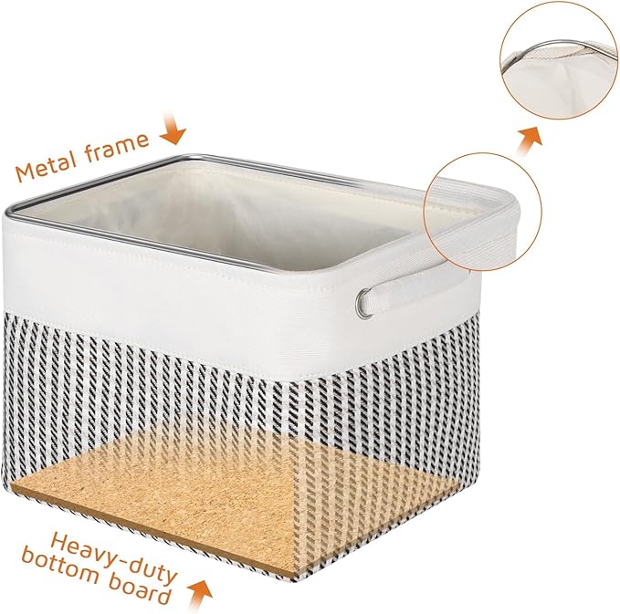 Kntiwiwo Foldable Storage Bin Collapsible Basket 12" x 10" x 9.5" Cube Storage Organizer Bins with Dual Carry Handles for Home Closet Shelves Drawers Organizer, Set of 3, Houndstooth-Ruum Studio Home