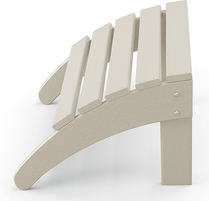 WestinTrends Outdoor Ottoman, Patio Adirondack Ottoman Foot Rest, All Weather Poly Lumber Folding Foot Stool for Adirondack Chair, Widely Used for Outside Porch Pool Lawn Backyard, Sand-Ruum Studio Home