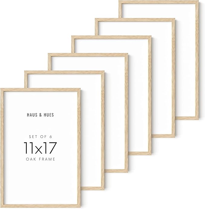 HAUS AND HUES Picture Frame - 6 Set Contemporary Wooden 11x17 inches, Beige Oak Frame-Ruum Studio Home