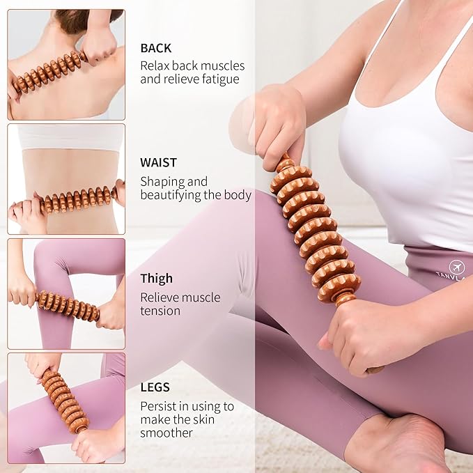 3-in-1 Wood Therapy Massage Tools Wooden Lymphatic Drainage Massager Maderoterapia Kit, Anti Cellulite Complete Body Sculpting Tools for Muscle Pain Relief, Body Contouring and Shaping-Ruum Studio Home