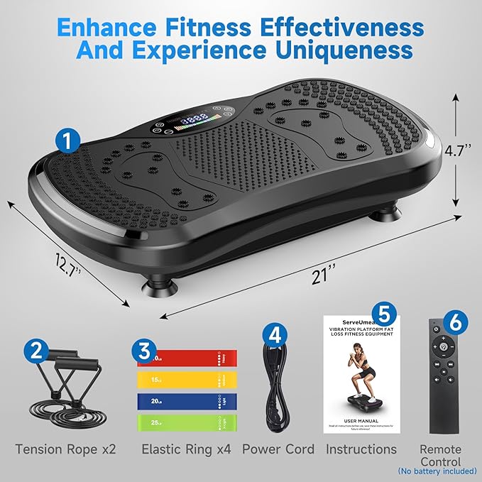 Vibration Plate Exercise Machine for Lymphatic Drainage, Vibration Machine for Full-Body Weight Loss Shaping, Vibrate Fitness Platform 400 Lbs & 200 Adjustable Speeds for Women Men Home Gym-Ruum Studio Home