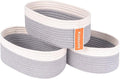 Baskets for Shelf Storage Cute Basket to Store and Organize Household Items/Woven Rope Basket for Living Room, Bedroom,Playroom/Durable Small Oval-13x8.66x5.11’’,3 Packs Off White&Gray-Ruum Studio Home