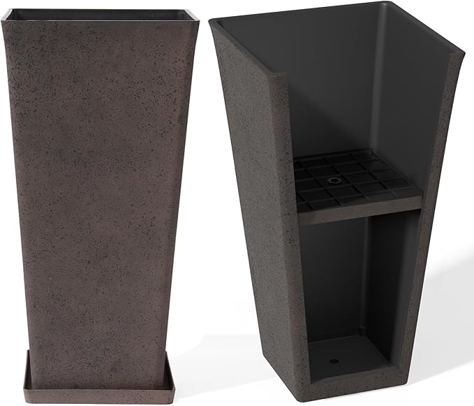 LA JOLIE MUSE 30 inch Tall Planters Set of 2, Indoor/Outdoor Rectangular Large V Shaped Taper Planters for Front Door-Ruum Studio Home