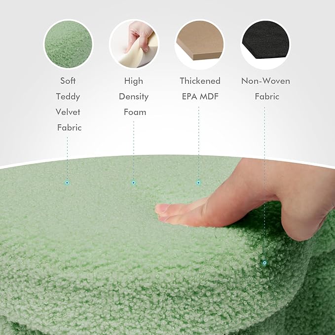 B FSOBEIIALEO Storage Ottoman Cube, Flowers Shaped Ottomans with Storage Foot Stool Footrest for Lving Room, Boucle Ottoman Seat for Dorm Room,Faux Teddy Fur, Green 12.6"x12.6"x12.6"-Ruum Studio Home