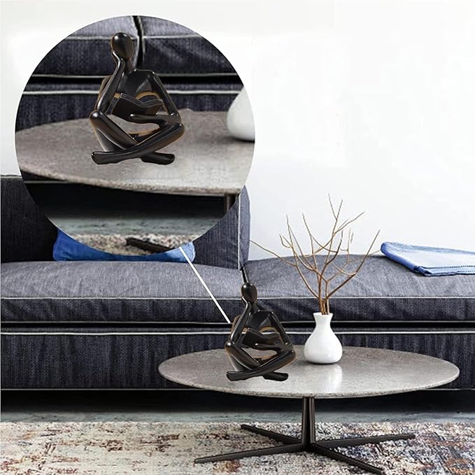 Bookshelf Decor Thinker Statue - Abstract Style Thinker Sculptures Modern Aesthetic Figurine Decoration Statues for Home Decor-Zuo Si-Black-Ruum Studio Home