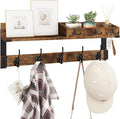 Homode Coat Rack with Shelf, Wall Shelf with Hooks, 26 Inch Long Coat Hanger Wall Mount with Key and Mail Holder, Wood Entryway Shelves for Hanging Hat Jacket Backpack Purse, Rustic Brown Black-Ruum Studio Home