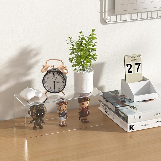 Square Acrylic Display Risers 3pcs, Clear Showcase Shelves for Collectibles, Funko Pop Figures, Perfumes, Cupcake, Candy Dessert - 3''x4''x5''-Ruum Studio Home