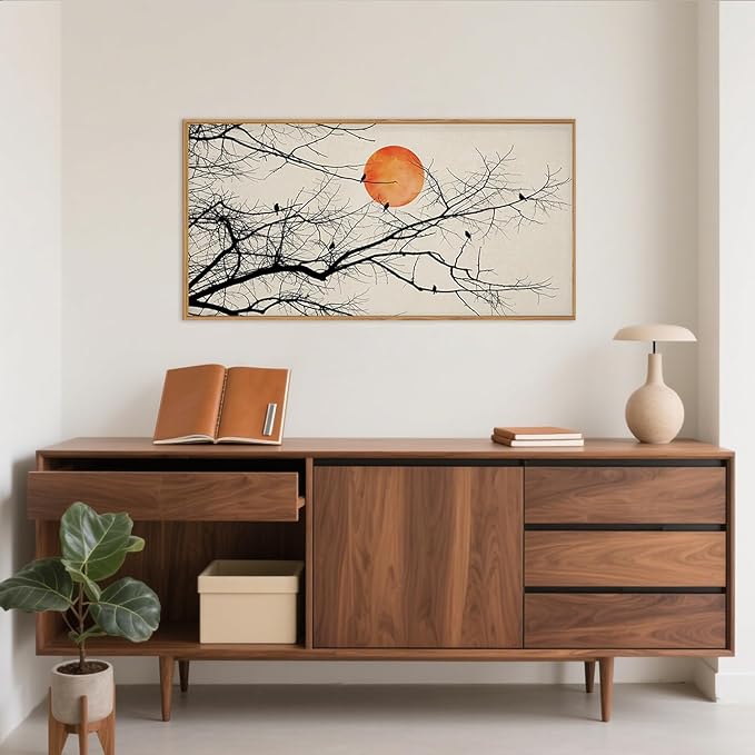 Celestdeco Large Vintage Tree Branch Framed Canvas Wall Art Set, Retro Tree Drawing Wall Decor, Nature Botanical Wall Painting, Neutral Landscape Art Print for Living Room, Bedroom, Office - 20"X40"x1-Ruum Studio Home