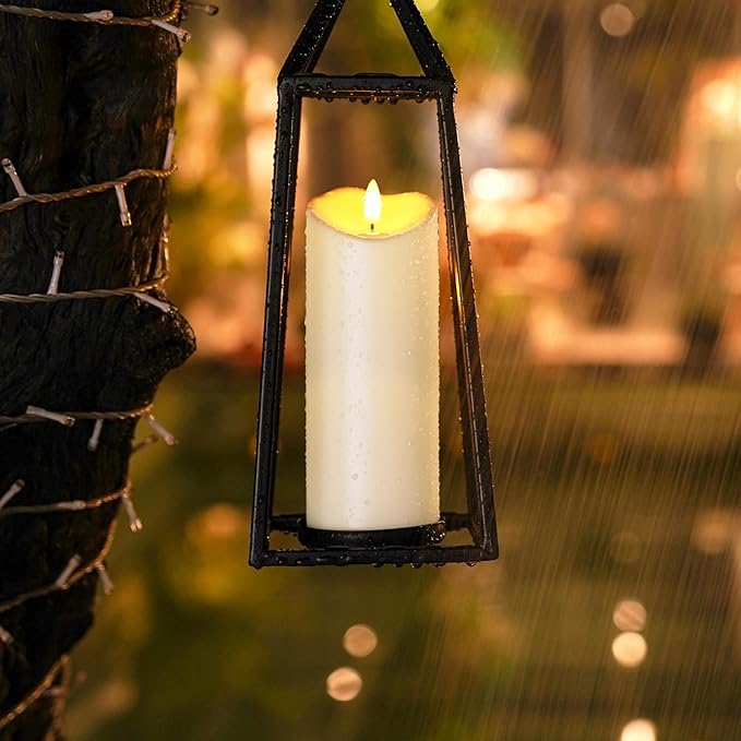 Homemory Outdoor Waterproof LED Candles, Battery Operated with Remote and Timers, Electric Fake Plastic Pillar Candles, Ivory White, Set of 2-Ruum Studio Home