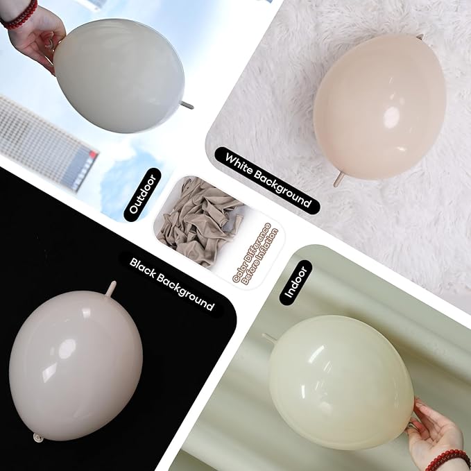 Sand White Quick Link Balloons, 60PCS Linking Balloon for Making Balloon Wall Arch Chains, Cream Beige Linked Balloons for Wedding Birthday Baby Shower Engagement Graduation Party Decorations (10inch)-Ruum Studio Home