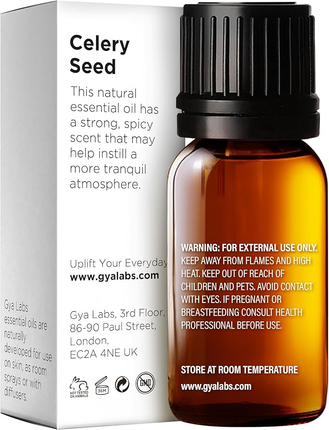 Gya Labs Celery Seed Essential Oil for Diffuser - 0.34 Fl Oz - 100% Pure Natural Celery Seed Oil for Skin & Face, Massage, Candle Making Scent-Ruum Studio Home