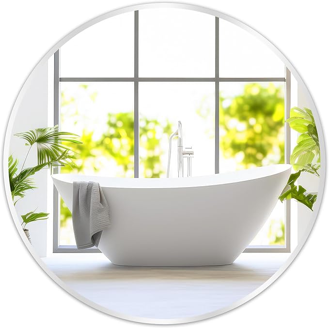 Fabuday Silver Round Mirror 30 Inch - Big Circle Mirror for Bathroom, Living Room, Hallway, Entryway, Matte Aluminum Frame Circular Mirrors for Wall Decor-Ruum Studio Home