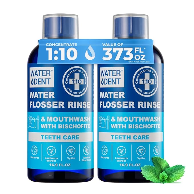 Concentrated Water flosser Rinse & mouthwash | Add to Oral irrigator | Mint Flavor | Alcohol and Fluoride Free. Made in USA | Pack of 2 = 33.8 fl.oz-Ruum Studio Home