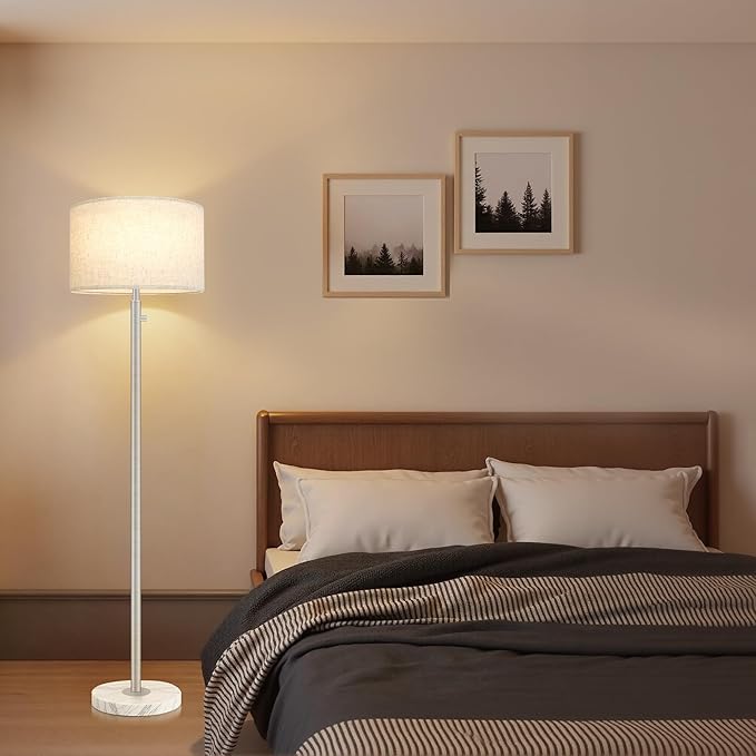Floor Lamp for Living Room,Dimmable Gold Floor Lamp,Modern Standing Lamp with Marble Base,Tall Standing Lamp for Bedroom, Reading,Office & Kids' Room,LED Bulb Included(Brown)-Ruum Studio Home