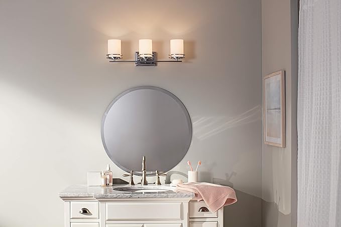 Kichler Hendrik 24" 3 Light Vanity Light with Satin Etched Cased Opal Glass Chrome-Ruum Studio Home