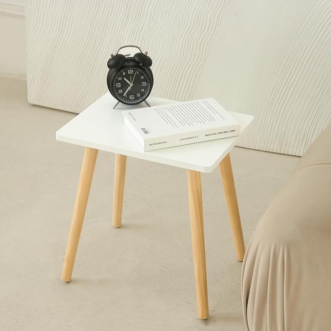 AWASEN Side Table, Small End Accent Table for Living Room Bedroom Office Small Spaces, Modern White Side Table Nightstand with Solid Wood, Easy Assembly, (White)-Ruum Studio Home