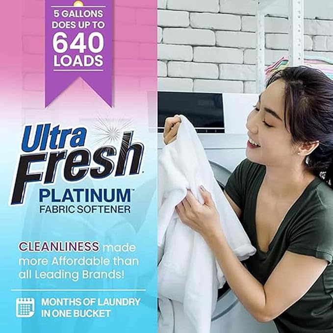 Ultra Fresh Platinum Fabric Softener for Laundry up to 640 Loads, Lavender, 5 Gallons - Fabric Odor Remover to Wash Clothes and Sheets-Ruum Studio Home