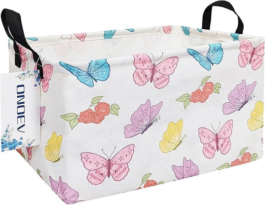 Rectangular Folding Laundry Basket,waterproof Canvas Basket,gift basket,Suitable for children's room,Office,Clothes,Toys Storage(Butterfly)-Ruum Studio Home