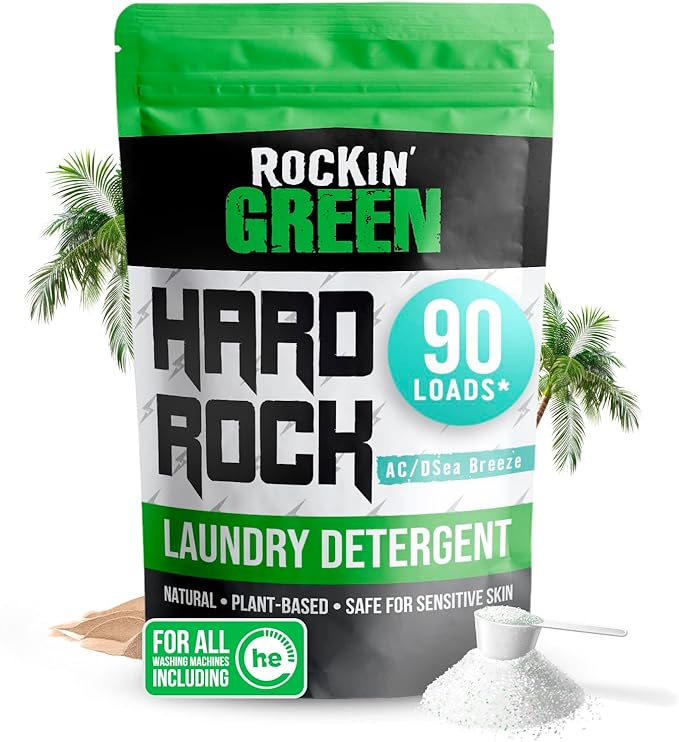 Rockin' Green Hard Rock Powder Laundry Detergent (90 Loads) - Natural Powdered Laundry Detergent, Sensitive Skin Laundry Powder (AC/DSea Breeze)-Ruum Studio Home