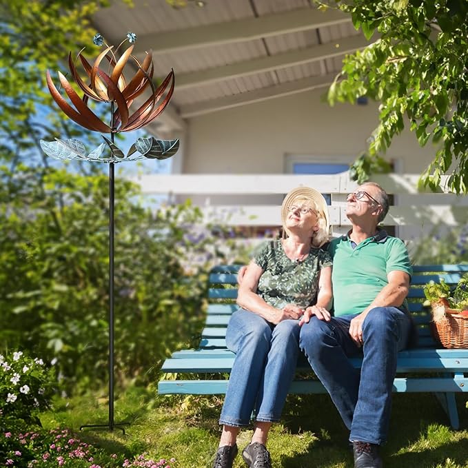 LimeHill Wind Spinner for Yard and Garden - Large Metal Kinetic Wind Sculptures for Outdoor Decorations (24 X 84 Inches)-Ruum Studio Home