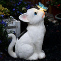 Cat Garden Figurines Outdoor Decor Solar Statue with LED Lights for Patio Lawn Yard Art Decoration Housewarming Garden Gift-Ruum Studio Home