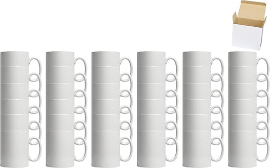 11oz White Ceramic Sublimation Coffee Mug in White Gift Box, White, Case of 108-Ruum Studio Home