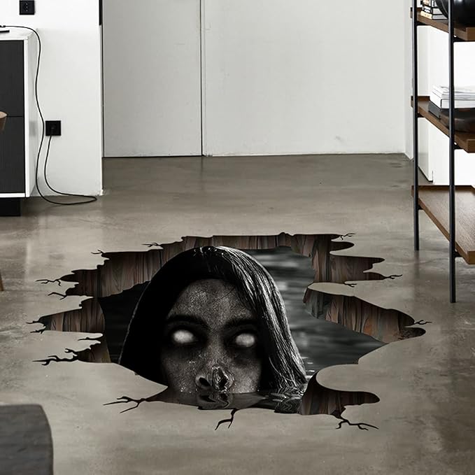 3D Halloween Floor Decals Scary Halloween Zombie Stickers for Living Room, Spooky Blind Women Scratching Floor Stickers Vinyl Removable Decals Art Decorations Party Supplies for Bar Pub-Ruum Studio Home