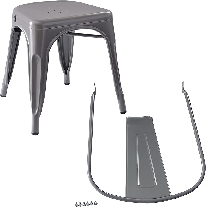 Amazon Basics Metal Dining Chairs, 4 Count, Dark Grey, 20.1 x 17.1 x 33.5 inches-Ruum Studio Home