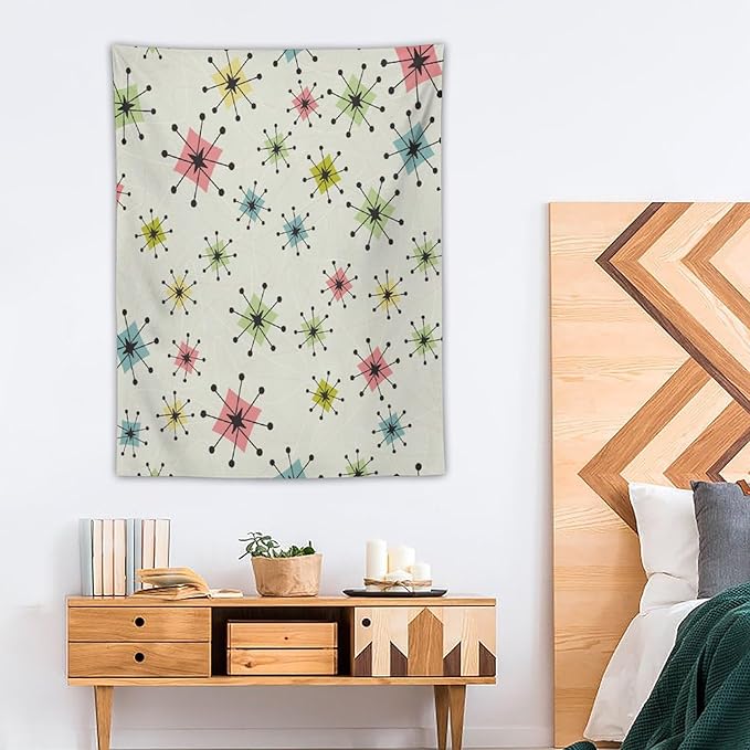 ICMOLYYENLO Abstract Cat Tapestry, Medieval Abstract Atomic Star Cat Vintage Home Wall Hanging Art Tapestry for Bedroom Living Room Dormitory 40x60 Inch-Ruum Studio Home