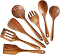 7 Pcs Acacia Wood Cooking Utensils Set Large Wooden Spoons for Cooking Spatula Salad Mixing Spoon Non Toxic Utensil for Kitchen Use Spatulas Non Stick Turner Slotted Serving Spoon Kitchen Utensils-Ruum Studio Home