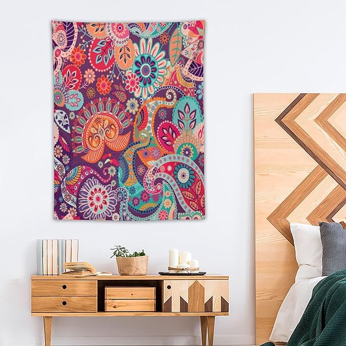 Boho Floral Tapestry, Abstract Mandala Plant Colorful Floral Home Art Wall Hanging for Bedroom Living Room Dormitory 40x60 Inch-Ruum Studio Home