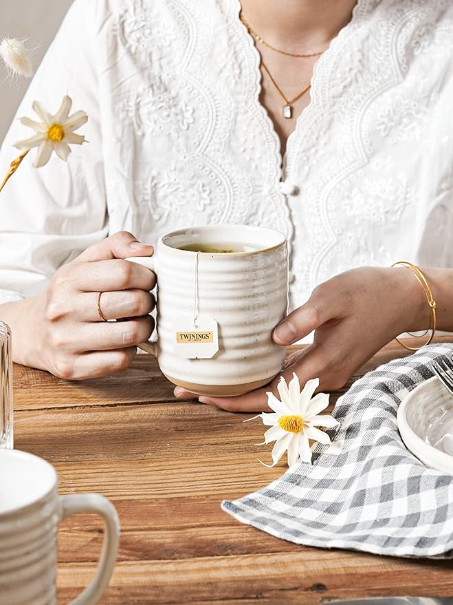 LE TAUCI Coffee Mugs 12 oz, Ceramic Mug Set, Housewarming Wedding Present, Coffee Cups for Latte, Hot Tea, Cappuccino, Mocha, Cocoa - Set of 4, Arctic White-Ruum Studio Home
