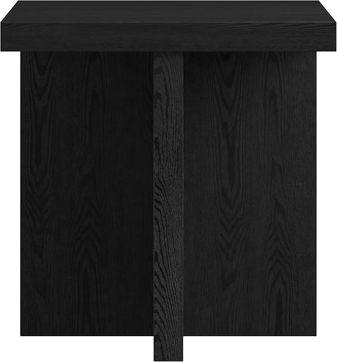 Henn&Hart 22" Wide Square Side Table in Natural Black, for Home, Living Room, Bedroom, Entertainment Room, Office-Ruum Studio Home