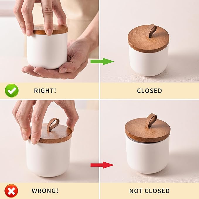 White Ceramic Canister Set with Bamboo Lids, 3-Piece Airtight Food Storage Jars for Kitchen - Flour, Sugar, Coffee, Tea, Spice - Small, Medium, Large Sizes-Ruum Studio Home