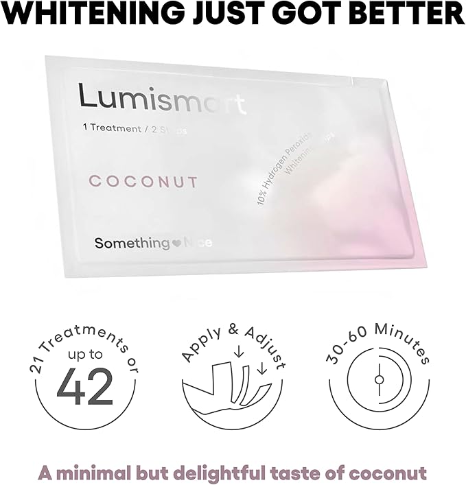 Something Nice Lumismart Whitening Strips - Dentist-Designed, Enamel Safe, up to 42 Treatments with Smart Adjust - Teeth Whitening Strips in Coconut for Sensitive Teeth-Ruum Studio Home