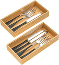 Silverware Tray for Drawer, Stackable Kitchen Bamboo Drawer Organizer 12" x 6" x 2" Set of 2-Ruum Studio Home