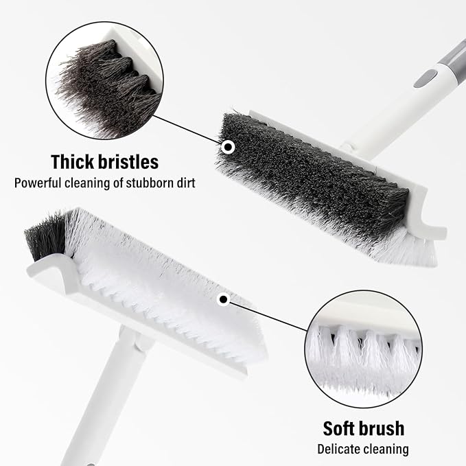 Scrub Brush Floor Brush with Long Handle,Double-Sided V-Shaped Scrub Brush，Shower Floor Scrubber for Cleaning, Tile Scrub Brush with Stiff Bristles, 52'-Ruum Studio Home