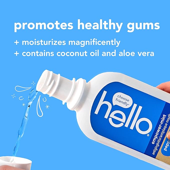 hello Empower-Mint Fluoride Free and Alcohol Free Mouthwash, Non Alcoholic Mint Mouthwash Pack, Peppermint Pow, 3 Pack, 16 Fl Oz Bottles-Ruum Studio Home