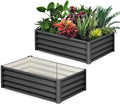 Large Outdoor Planter Boxes Kit Set of 2,6x3x1ft Galvanized Raised Bed Planter with Open-Ended Base Design, Elevated for Outdoor Plants, Durable Raised Bed for Gardening,Green-Ruum Studio Home